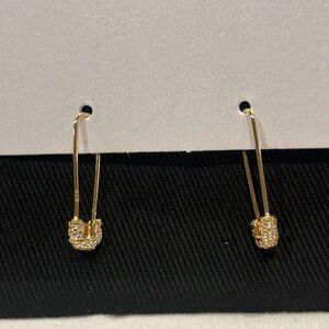 SUGARFIX Baublebar 14K Gold Plated Sterling Silver Crystal Safety Pin Earrings
